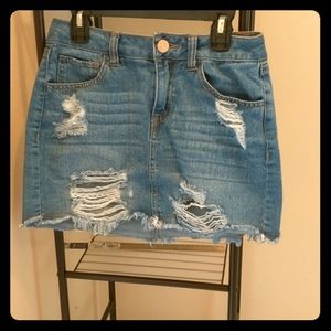 Blue denim skirt